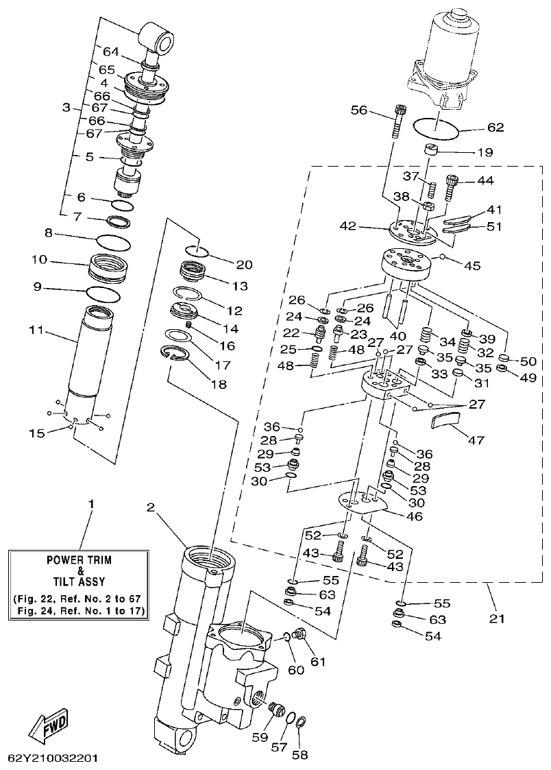 Yamaha F50A, FT50B POWER TRIM & TILT ASSY 1 parts diagram